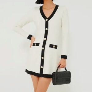 Tuckernuck Hyacinth House Elizabeth Cream & Black Knit Mini Dress | Size XXL